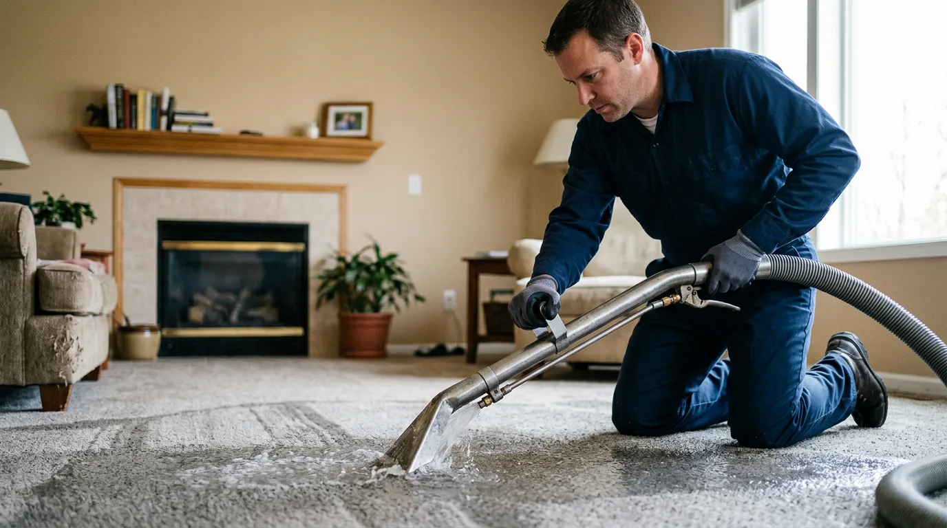 Water damage restoration technician working near Stockbridge, GA